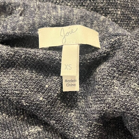 JOIE Women's Dark Gray Wool Linen Blend Open Front Fringe Hem Long Cardigan - Picture 3 of 5